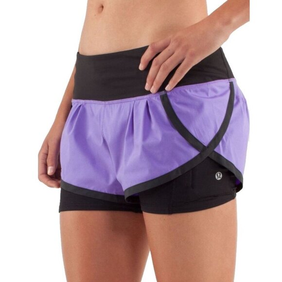 Lululemon Run Speed Squad Short Power Purple/Black SIZE 6, W7407S - Picture 1 of 9